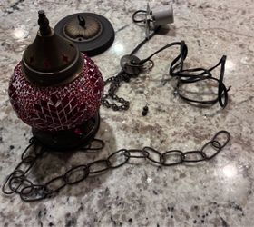 🪔 Turkish Moroccan Hanging Mosaic Lamp – Red & Bronze Accent Light