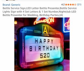 Brand: Generic 4.2 * * (21) Bottle Service Sign, LED Letter Bottle Presenter,Bottle Service Lights Sign with 4 Set Letters & 1 Set Number,Nightclub LE