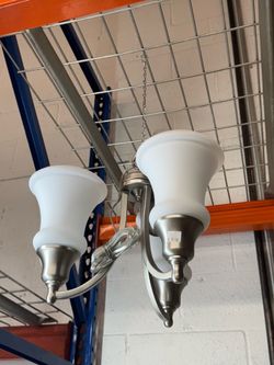 2-Light Brushed Nickel Hanging Chandelier Pendant Light Fixture | $15