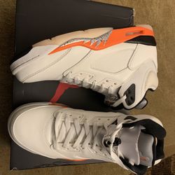 Air Jordan Retro 5 Orange Blaze White Mens Size 8.5 Sneakers Deadstock IN HAND