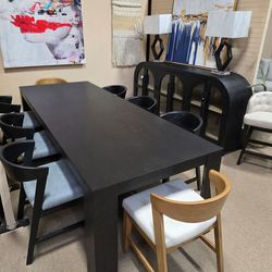 New Contemporary Modern 7 pc Dining Table Set  in Black Finish