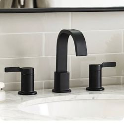NEW Origin21 VEDA Widespread Bathroom Faucet – Matte Black – 2 Handle – Drain Included