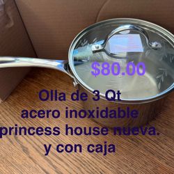 Olla De 3 Qt Acero Inoxidable 👉 princess house todo nuevo y con caja 📦
