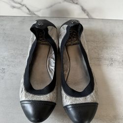 Tory Burch Ballet Flats Shoes Silver Ballet Flats - Bridgette  size 6.5
