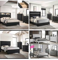 4- Pc Bedroom set Dresser,Mirror  Nightstand (1) Queen size bed frame  Not including Mattress and Box Sp