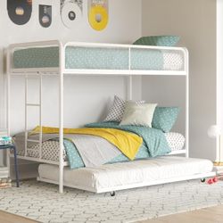 New Inbox Triple Twin Bunkbed Mattress Not Included Metal White 