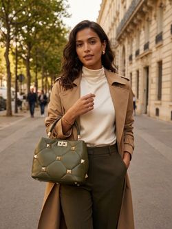 Valentino Roman Stud Quilted faux Leather Handbag