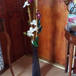 Vase With Artificial Orchid Flowers 