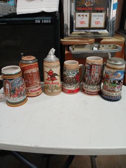 Vintage Collectable Budweiser Steins (6) n 1 Olympic Collectable    Stein
