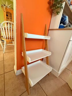 Ladder Shelf 3-Tier Bamboo and MDF Shelving Rack Organizer
