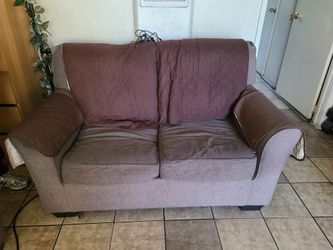 Gray Fabric Loveseat Sofa