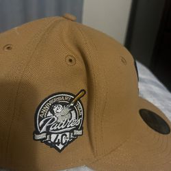Gold And White Padres Fitted Hat