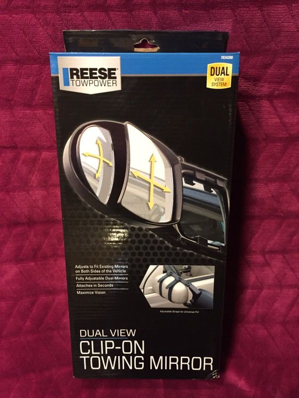 *Brand New* REESE Towingpower Dual View Clip-On Towing Mirror. Adjustable Straps for Universal Fit!