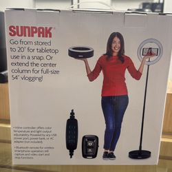 Tocad Sunpak Self Storing Ring Light Vlogging Kit Black VGC-LED128-11RL  New  $40