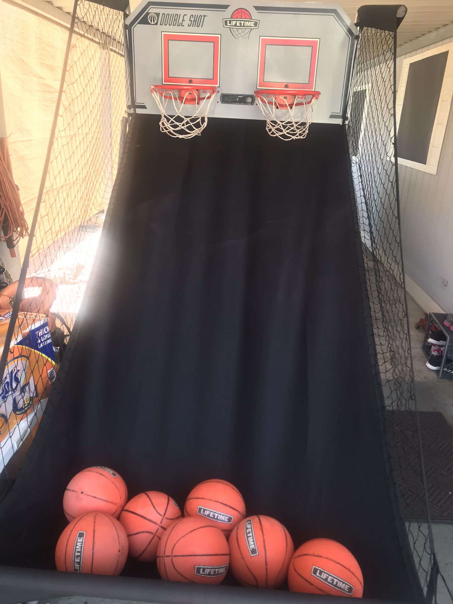 Double shot basketball hoop