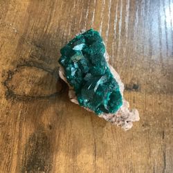 Dioptase Crystals With Malachite On Matrix Crystal Specimen