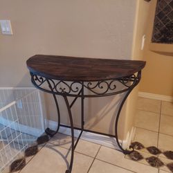 Half Round Wood And Metal Table