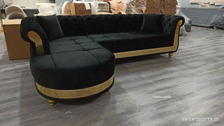 Sectional sofa with gold trim 🙏 Ask for price 🙏❗