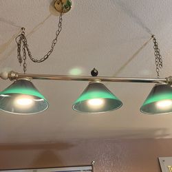 3-Light Green Shade Billiard Pool Table Light with 8-Ball Detail