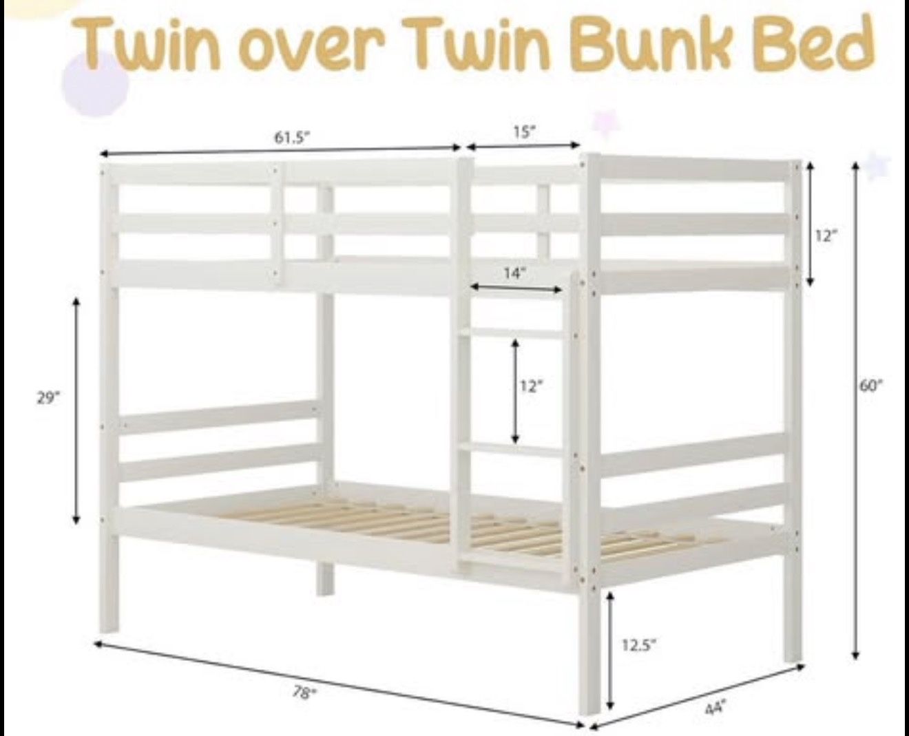 Twin Over Twin Bunkbed (Mattresses Not Included)