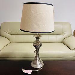 Modern Style Bedside Silver Lamp w/ Shade Topper