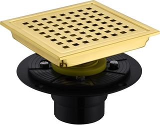 Luxier 6 in. x 6 in. Stainless Steel Square Shower Floor Drain in Brushed Gold, FD01-6-TG