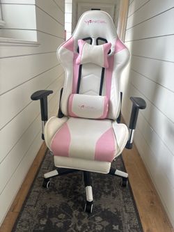 Y2k pink & white gamer chair