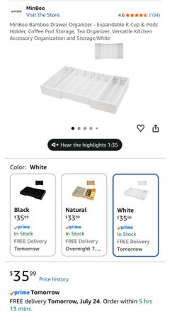 Bamboo drawer organizer