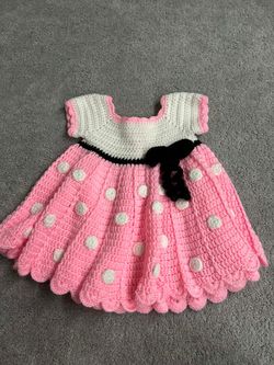 Handmade Crochet Baby Girl Dress like Minnie Mouse baby girl 6-12 months
