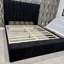 NEW Black LED lights with Platform And Storage Bench Queen and King Bed Frame FINANCE $54