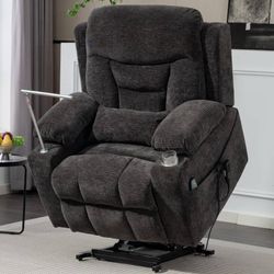 Assembled  Grey 28" Extra Wide 3-Motor Chenille Zero Gravity Power Lift Recliner