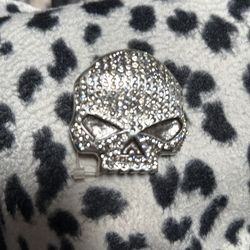 Clear Rhinestones Skull Head  Metal Fashion Belt Buckle
