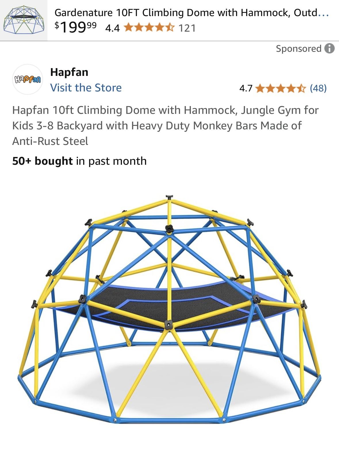 Jungle Gym /Climbing Dome With Swing. Perfect For Kids 3 To 8 Years Old Or Older..