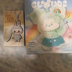 Miniso Disney Mickey Head in The Clouds Series Vinyl Plush Blind Box Figure Toy AndTHE MONSTERS: Labubu - Pin for Love Series-Vinyl Plush Pendant Bli 