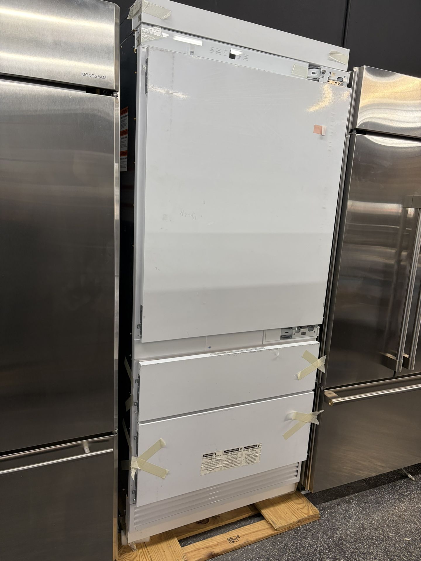 New Built In Monogram 36” Panel Ready Bottom Freezer Refrigerator