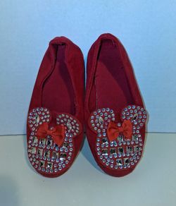 Disney Minnie Mouse red with bling stones kids size 1 flat shoes $10 FIRM