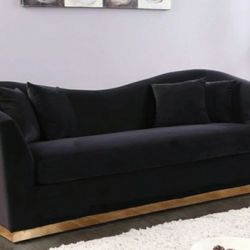 Arabella Velvet Black Sofa

