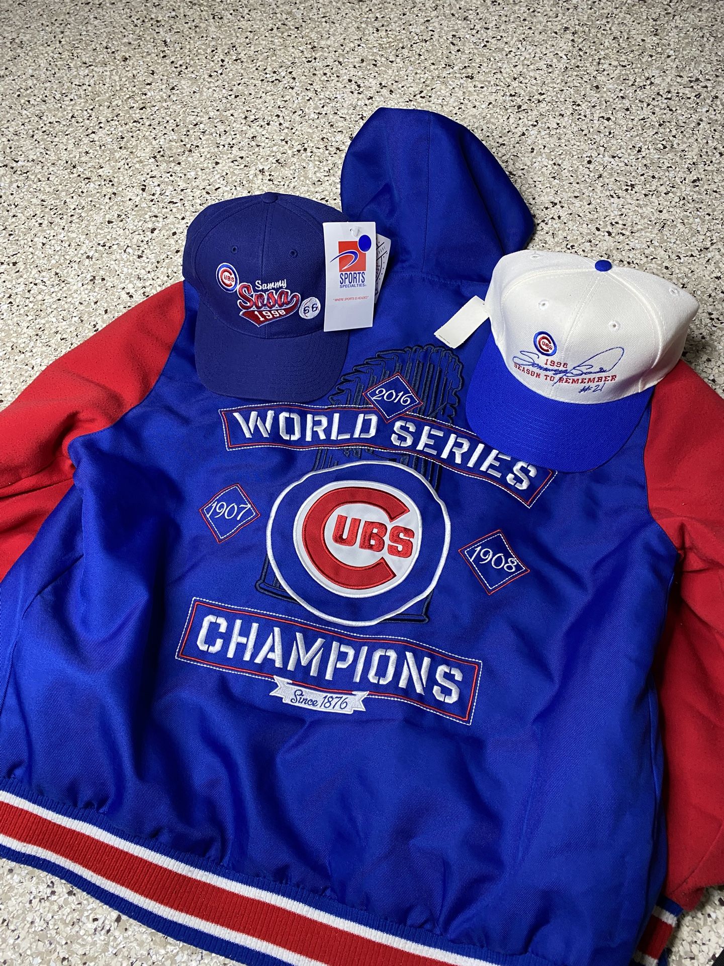 Jeff Hamilton Chicago Cubs World Series Champions Jacket & Hats