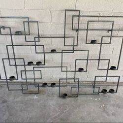 CRATE & BARREL Metal Wall Art Candle Holder Candelabra 48" x 33