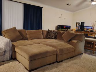 Microfiber sectional with storage ottoman