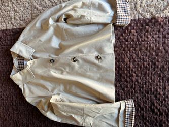M&S Cream Double-Breasted Jacket with Check Trim
