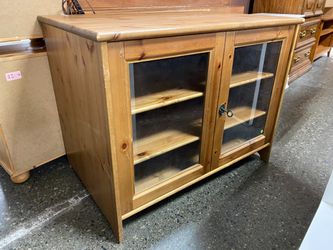 Knotty Pine Lockable 3-Shelf Cabinet