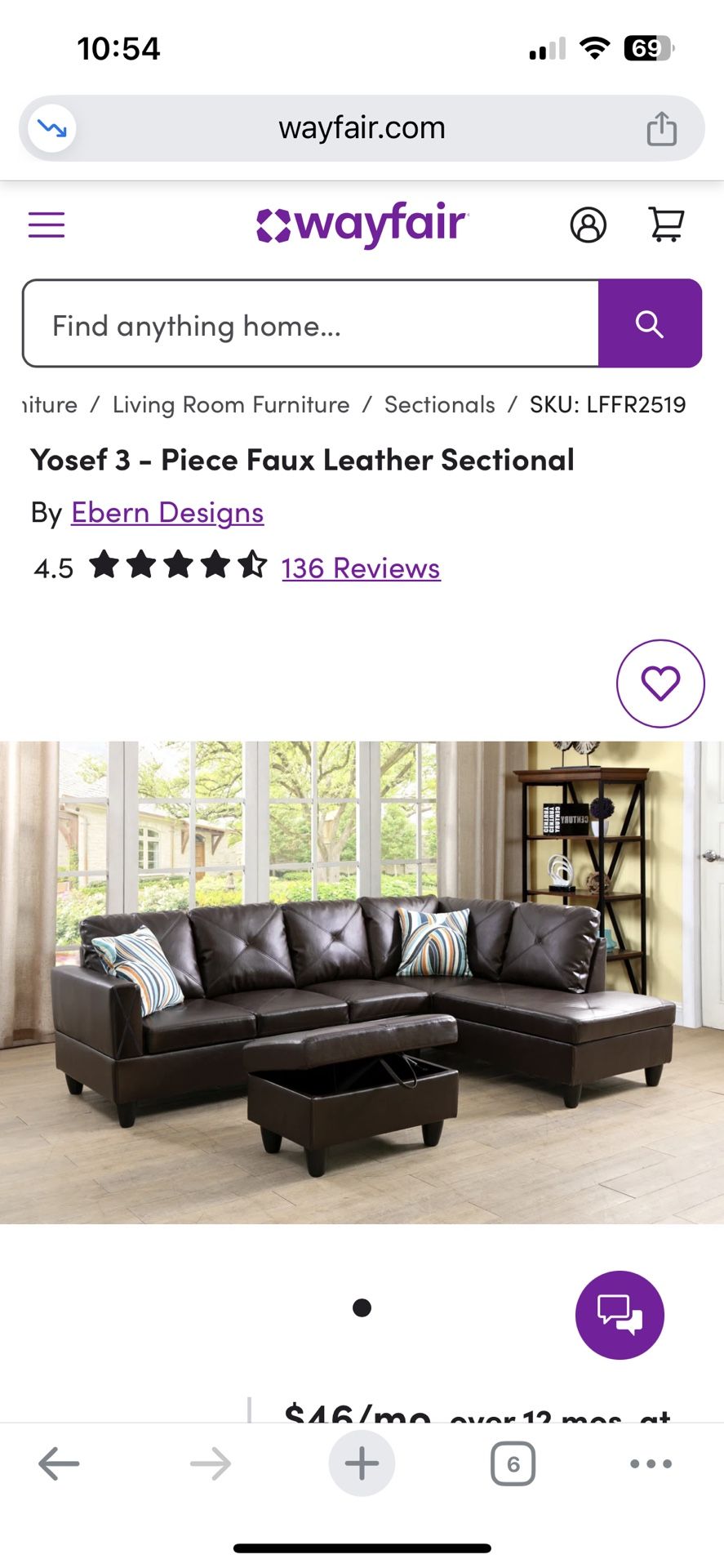 Yosef 3 - Piece Faux Leather Sectional Sofa