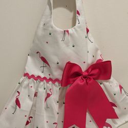 Handmade Flamingo Dog Dress 