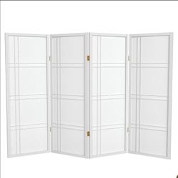 Red Lantern 4 ft. Short Double Cross Shoji Screen - White - 4 Panels