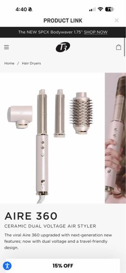 T3 Aire 360 Air Styler NEW SEALED | Upgraded Dual Voltage Hair Dryer, Curling & Blowout Set