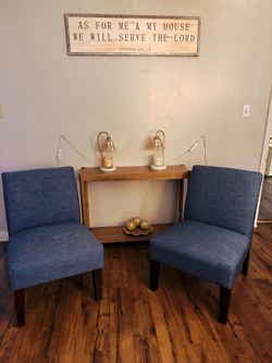 Set of 2 Blue Upholstered Accent Chairs