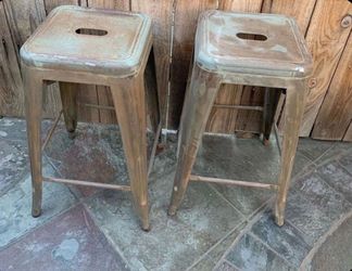 Beautiful  Vintage Set Two Metal  Stools!!!