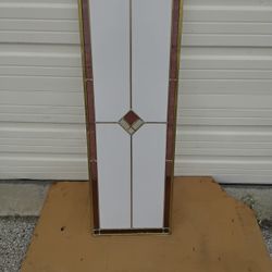 Nice White And White Stained Glass, 47" X 16" Very Clean Like New. 