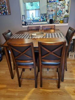 Bar Height Dining Table + 6 chairs